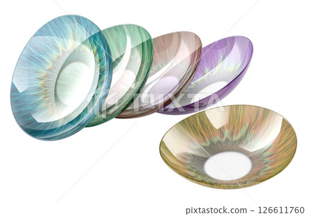 Colorful Contact Lenses Stack. Multicolored Eye Lenses. 3D Rendering Colorful Contact Lenses Stack. Multicolored Eye Lenses. 3D Rendering 126611760