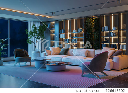 Modern Oasis: Living Room with a Vertical Garden 126612202