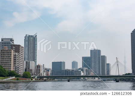 View of Tsukuda Ohashi Bridge from Sumida River Terrace 126612306