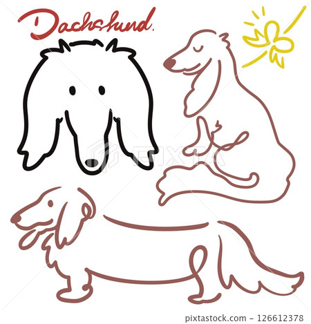 Soft touch dachshund line art 126612378