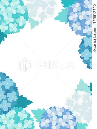 垂直繡球花框架背景，白色背景裝飾模板 126612700