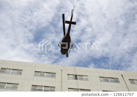 Training demonstration UH-1 helicopter rappelling 3 Training demonstration UH-1 helicopter rappelling 3 126612707