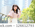 Woman looking at camera on promenade 126612793