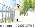 Woman looking at camera on promenade 126612794