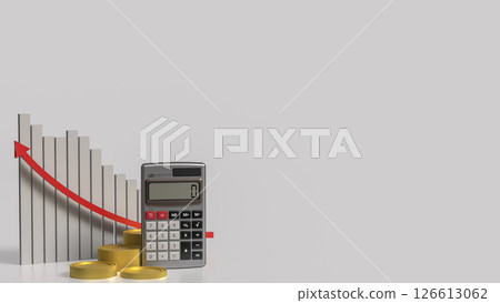 The Calculator and coins for business concept 3d Rendering. The Calculator and coins for business concept 3d Rendering. 126613062