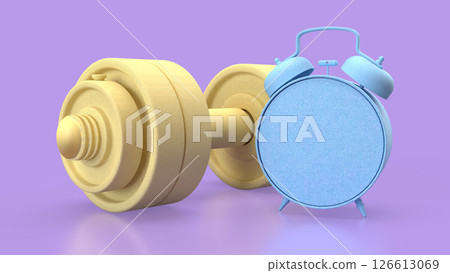 The Dumbbell and clock for Health or fitness concept 3d Rendering. 126613069