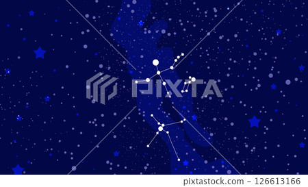 夏季大三角、銀河系和星座插圖背景 126613166