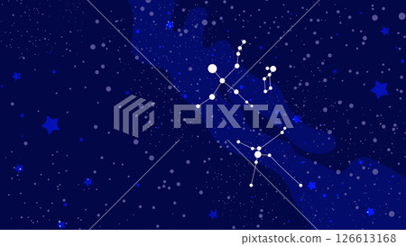 夏季大三角、銀河系和星座插圖背景 126613168