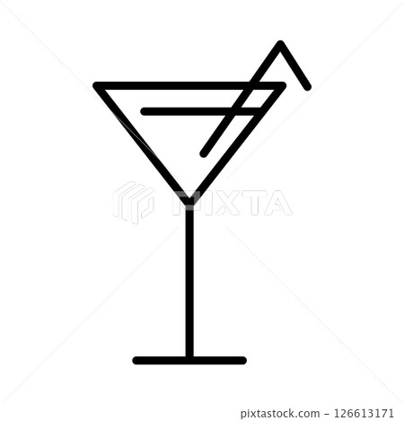短雞尾酒杯的簡單線條圖標 短雞尾酒杯的簡單線條圖標 126613171