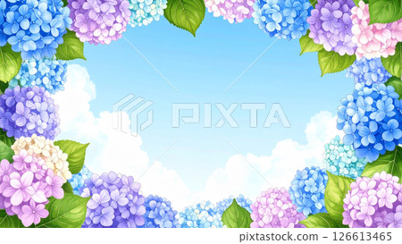 繡球花,藍天,影印空間 繡球花,藍天,影印空間 126613465