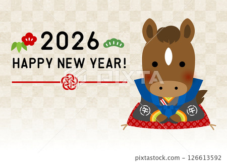 2026 Reiwa 8 Year of the Horse New Year's Card Template 2026 Reiwa 8 Year of the Horse New Year's Card Template 126613592