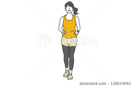 Full body illustration of a woman jogging 126614093