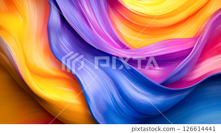 Vivid and three-dimensional yellow, blue and purple wavy background Vivid and three-dimensional yellow, blue and purple wavy background 126614441