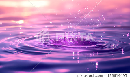 Fantastic purple sparkling water splashes and ripples background 126614495