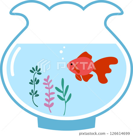可愛的金魚缸插圖素材 126614699