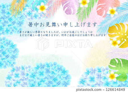 繡球花夏日水彩日本圖案背景 126614849