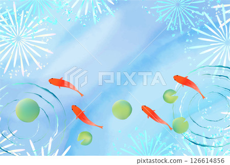 金魚夏季水彩日本圖案背景 126614856