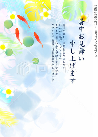 金魚夏季水彩日本圖案背景 126614863