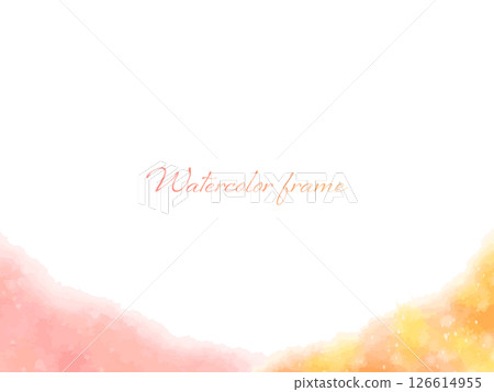 美麗的水彩粉紅色和橙色漸變框架背景圖 126614955