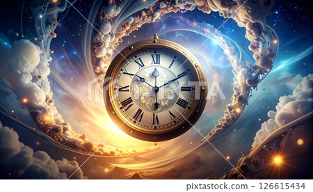 緩慢扭曲的空間和漂浮的時鐘的幻想藝術 126615434