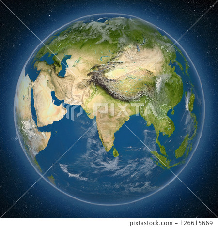 以印度為中心的地球儀插圖 126615669
