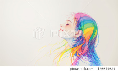 彩虹光下的女人側面肖像 彩虹光下的女人側面肖像 126615684