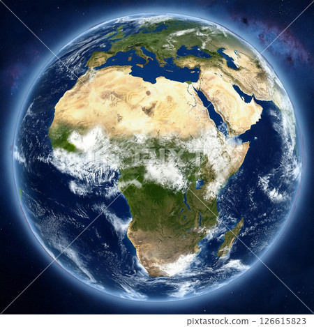 Illustration of the globe centered on Africa 126615823