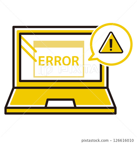 警告標記和筆記型電腦插圖 126616010