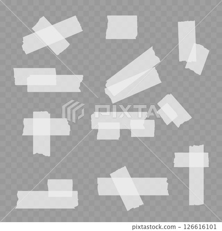 Realistic Single Beige Adhesive Tape Piece on Transparent Background. Vector 126616101