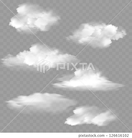 Realistic White Fluffy Cloud on Transparent Background. Vector Realistic White Fluffy Cloud on Transparent Background. Vector 126616102