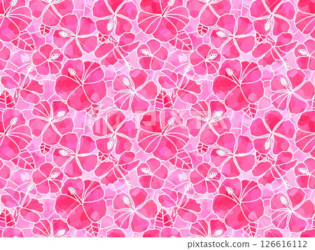 芙蓉花彩色玻璃 C-4' 126616112