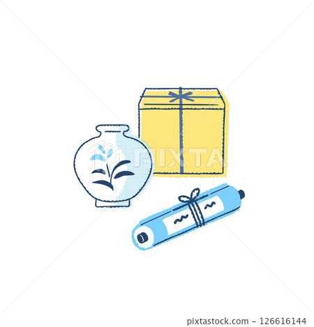 Scrolls, vases, and various antiques 126616144