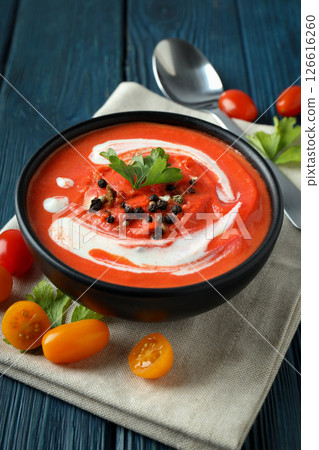 Tomato soup, concept of healthy food, healthy nutrition 126616260