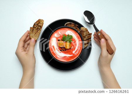 Tomato soup, concept of healthy food, healthy nutrition Tomato soup, concept of healthy food, healthy nutrition 126616261