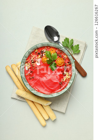 Tomato soup, concept of healthy food, healthy nutrition 126616267