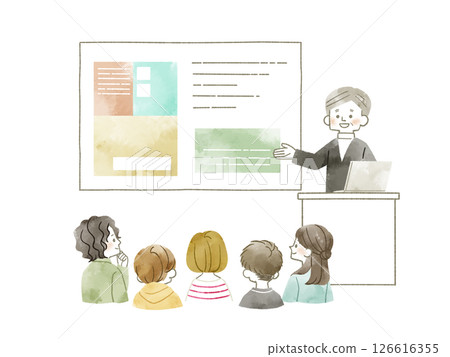 參加研討會的人們 — 水彩畫 參加研討會的人們 — 水彩畫 126616355