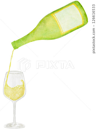葡萄酒白葡萄酒飲料水彩插圖 126616533