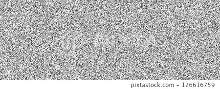 Rough grain snow overlay background. Black random noise texture. Abstract grungy grit dotted wallpaper. Distressed gritty dust backdrop with speckles, particles, drops, specks, flecks. Vector 126616759