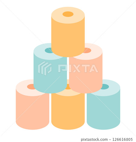 堆疊的彩色衛生紙的插圖 堆疊的彩色衛生紙的插圖 126616805