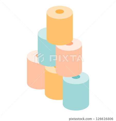 堆疊的彩色衛生紙的插圖 126616806