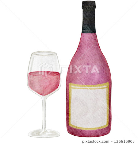葡萄酒紅酒飲料水彩插圖 126616903