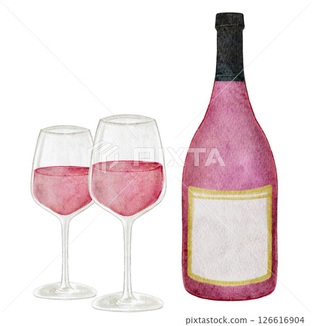 葡萄酒紅酒飲料水彩插圖 126616904
