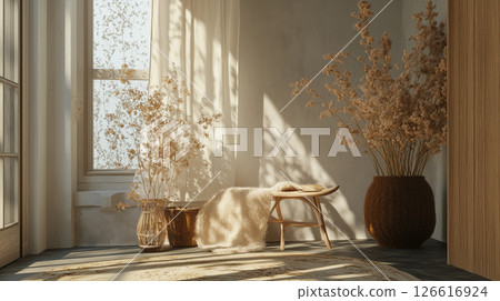 Antique goods and dried flowers (Generative AI) 126616924