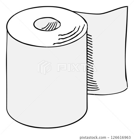 Simple hand-drawn toilet paper illustration 126616963