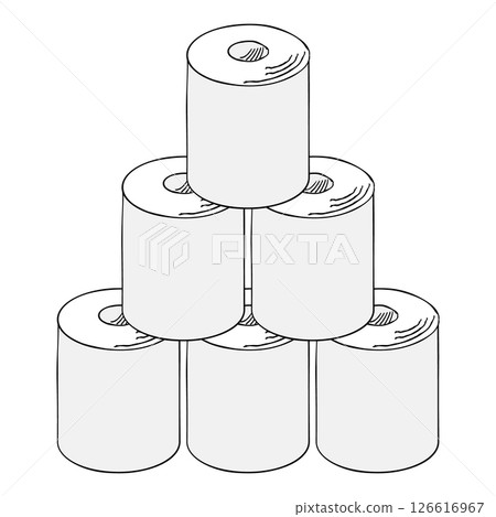 一堆衛生紙的簡單手繪插圖 126616967