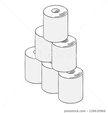 一堆衛生紙的簡單手繪插圖 126616968