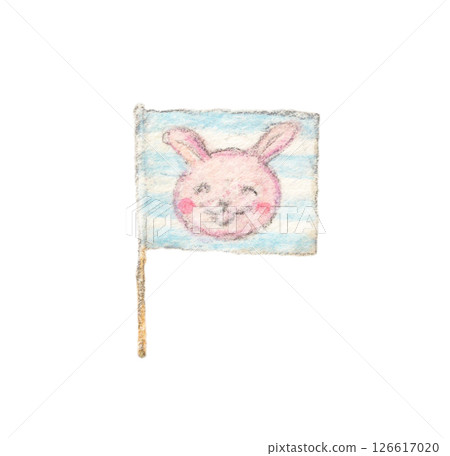 牙籤做的兔子旗，手繪，水彩 126617020