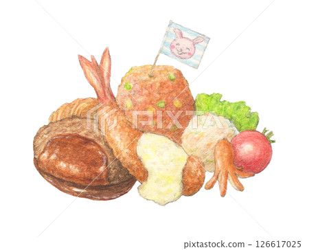 令人興奮的兒童午餐手繪模擬插圖水彩 126617025