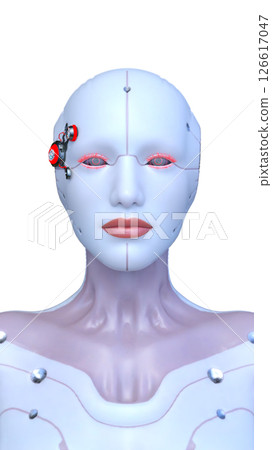 Female cyborg face close-up Female cyborg face close-up 126617047
