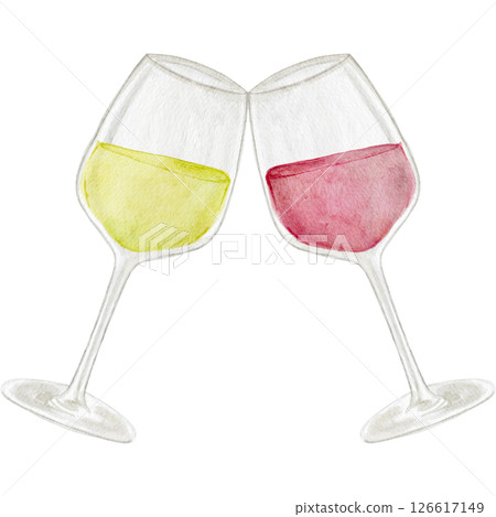 白酒，紅酒，飲料，水彩畫，插畫 126617149